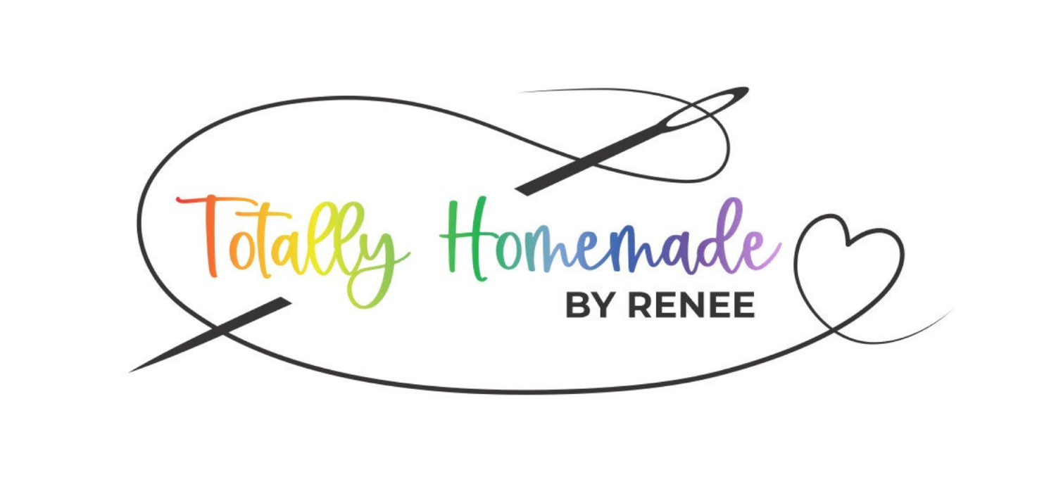 Logo for 'Totally Homemade by Renee' with colorful text and a heart symbol on a white background.