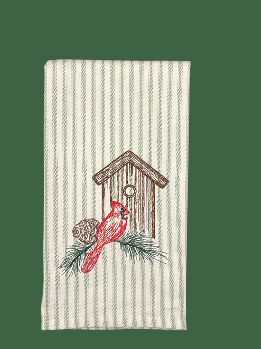 Cardinal Bird House (green stripe)